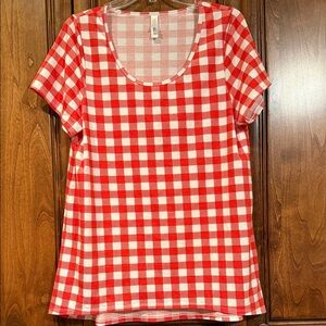 LuLaRoe Classic Red & White Gingham Top